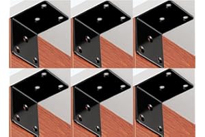 6Packs 2in Black L Corner Brackets for Wood, 2 X 2 Inch Heavy Duty Coner Bracket Brace Joint Right Angle Bracket 90 Degree Co