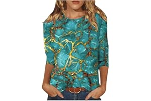 XIAXOGOOL Womens Casual Tops 3/4 Sleeve Cute Floral Print Tshirt Three Quarter Sleeve Tops 2024 Plus Size Tee Tunic Blouses
