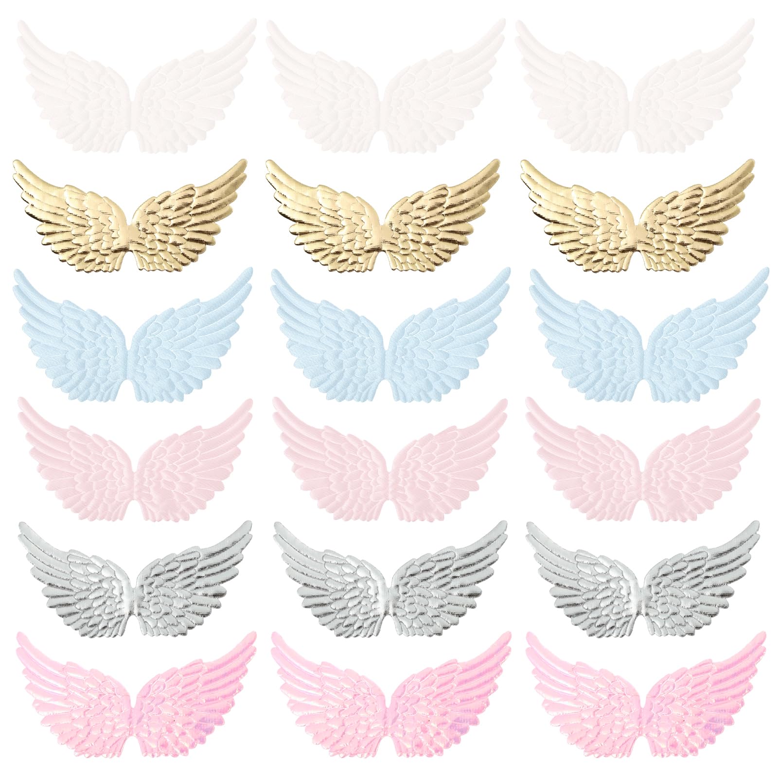 Operitacx 36 Pcs Fabric Angel Wings for Crafts, Embossed Mini Wings for Ornaments Mini Craft DIY Accessary Wing Christmas Applique Wing Stickers Cloth Backpack