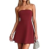PRETTYGARDEN Women's Strapless Mini Summer Dress 2026 Spring A Line Tube Top Wedding Guest Cocktail Party Short Dresses