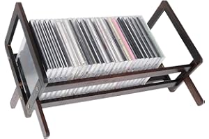 FUPMILPHRANX CD/DVD Storage Rack Wooden CD Holder Holds Up to 26 DVD Cases, Rustic Style Desktop Media Organizer Stand, Blu-r