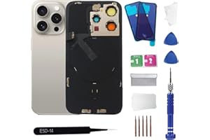ZNZHKR 15 Pro Max Back Glass Replacement with Wireless Charging Flex Cable and Camera Frame All Parts for iPhone 15 Pro Max(6.7Inch,Natural Titanium) Replacement of Equipment Waterproof Tape