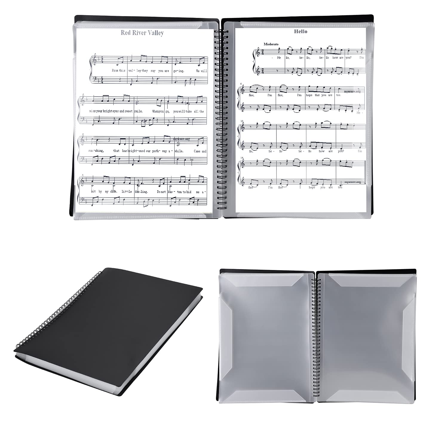 A4 Music File Folder 60 Pages Spiral Sheet Music Binder Organizer Plastic Choir Band Concert Piano Folder File Storage Organizer for Sheet Music, Drawings, Documents, Easy Editing