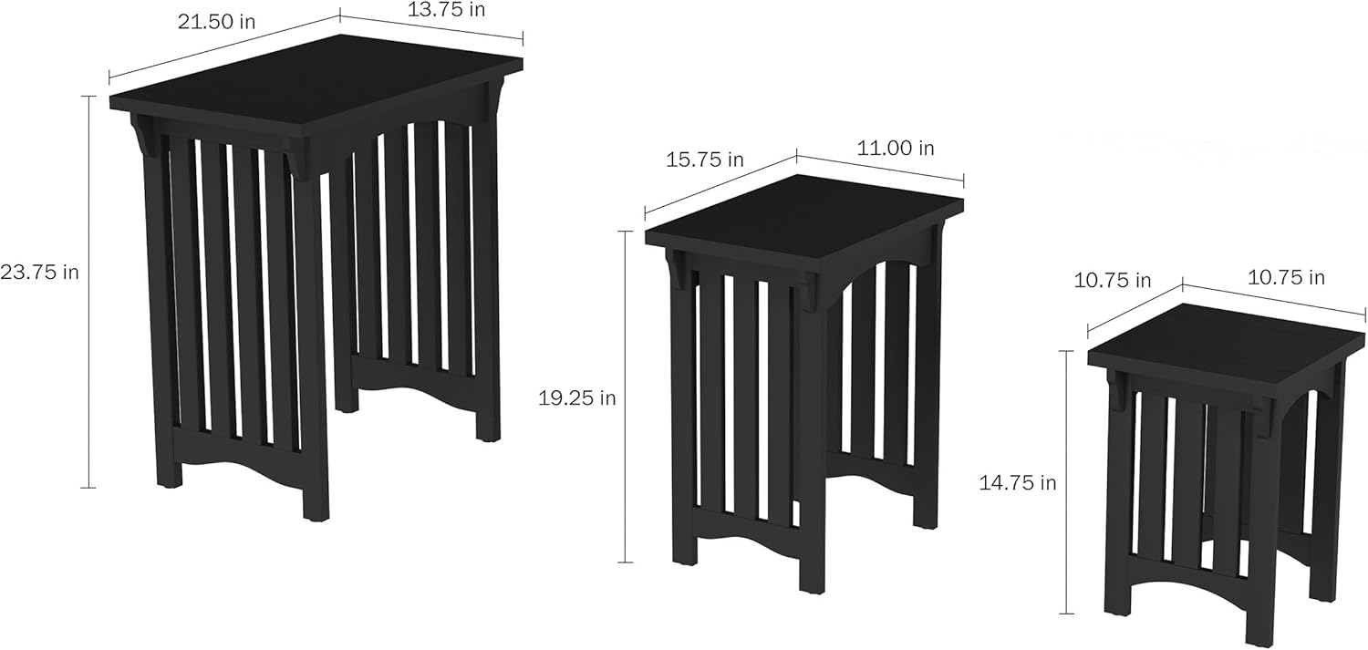 Home Lavish Nesting Set of 3, Traditional with Mission Style Legs for Living Room Coffee Tables or Nightstands Accent Furniture (Black): Furniture & Decor