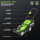 Greenworks 40V Cordless Lawn Mower 41cm 50L Battery 2x2Ah & Charger view 2