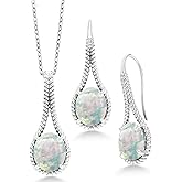 Gem Stone King Gemstone Birthstone Pendant and Earrings Jewelry Set For Women In 925 Sterling Silver | Oval 12X10MM | With 18 Inch Silver Chain