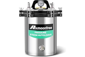 Mxmoonfree 12L Lab Autoclave, Portable Steam Autoclave for Lab Equipment, Culture Medium, Glassware, Jar Canning 110v