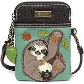 CHALA Wilderness Animal Collection Cell Phone Crossbody Purse-Women PU Leather/Canvas Multicolor Handbag w/Adjustable Strap