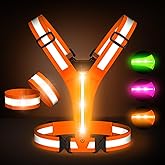 Led Light Up Running Vest Reflective Vest for runners night walking, Rechargeable Reflective Running Vest High Visibility