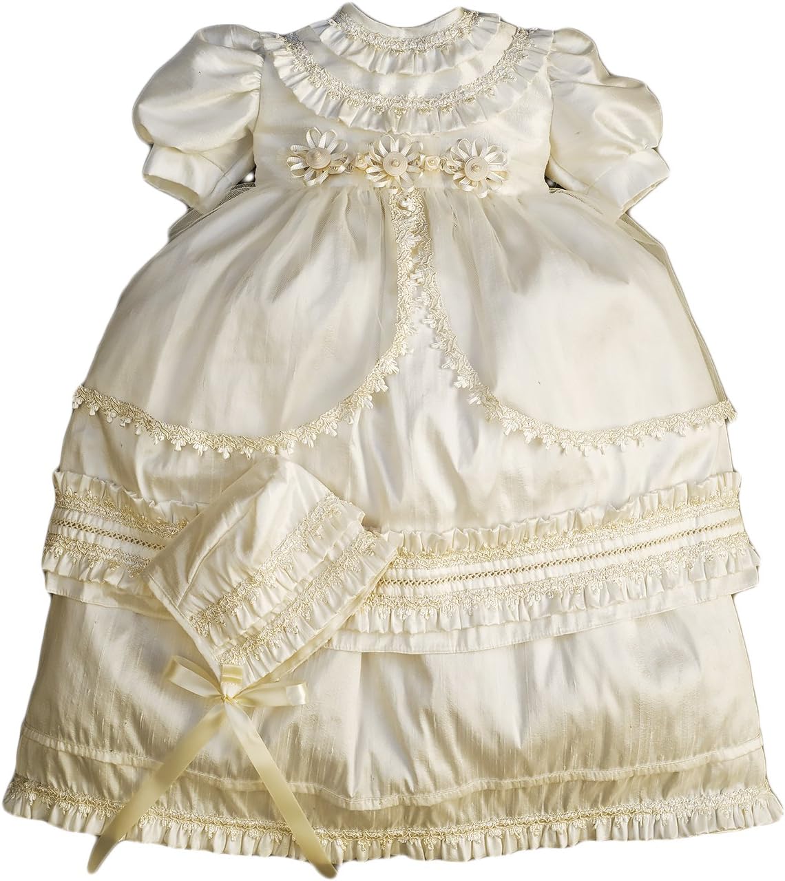 Heirloom Christening Gown for Girls | HandMade Baptism Dress Model G003 (1-11 Months, Ivory)
