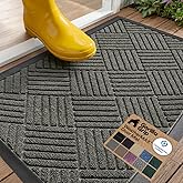 GORILLA GRIP WeatherMAX Door Mat, Indoor and Outdoor Use, Gray Diamond | 100% Waterproof Outdoor Rug, US Designed, Stain & Fade Resistant, Low Profile Front Door Mat Easy Clean Welcome Mat 29x17