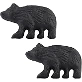 Needzo Cast Iron Bear Pulls for Drawer, Rustic Wildlife Knob for Dressers or Cabinets, Cabin Accessory for Cupboards, 2 Inches (Pack of 2)