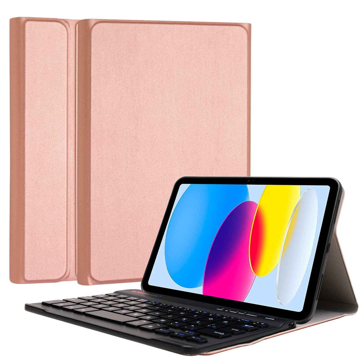 TECHGEAR Keyboard Case for iPad 11" (A16 – 2025) & iPad 10.9" (10th Gen 2022), Slim PU Leather Cover with Detachable Bluetooth Wireless UK QWERTY, Stand Function & Rechargeable Keyboard - STRIKE FOLIO