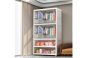 Tokokimo Baby Closet, Baby Closet Organizers, Portable Kids Wardrobe for Closet, Kids Dresser with Doors, Bedroom, Nursery for Cubby, Cabinet, Armoire Clothes Hanging, White