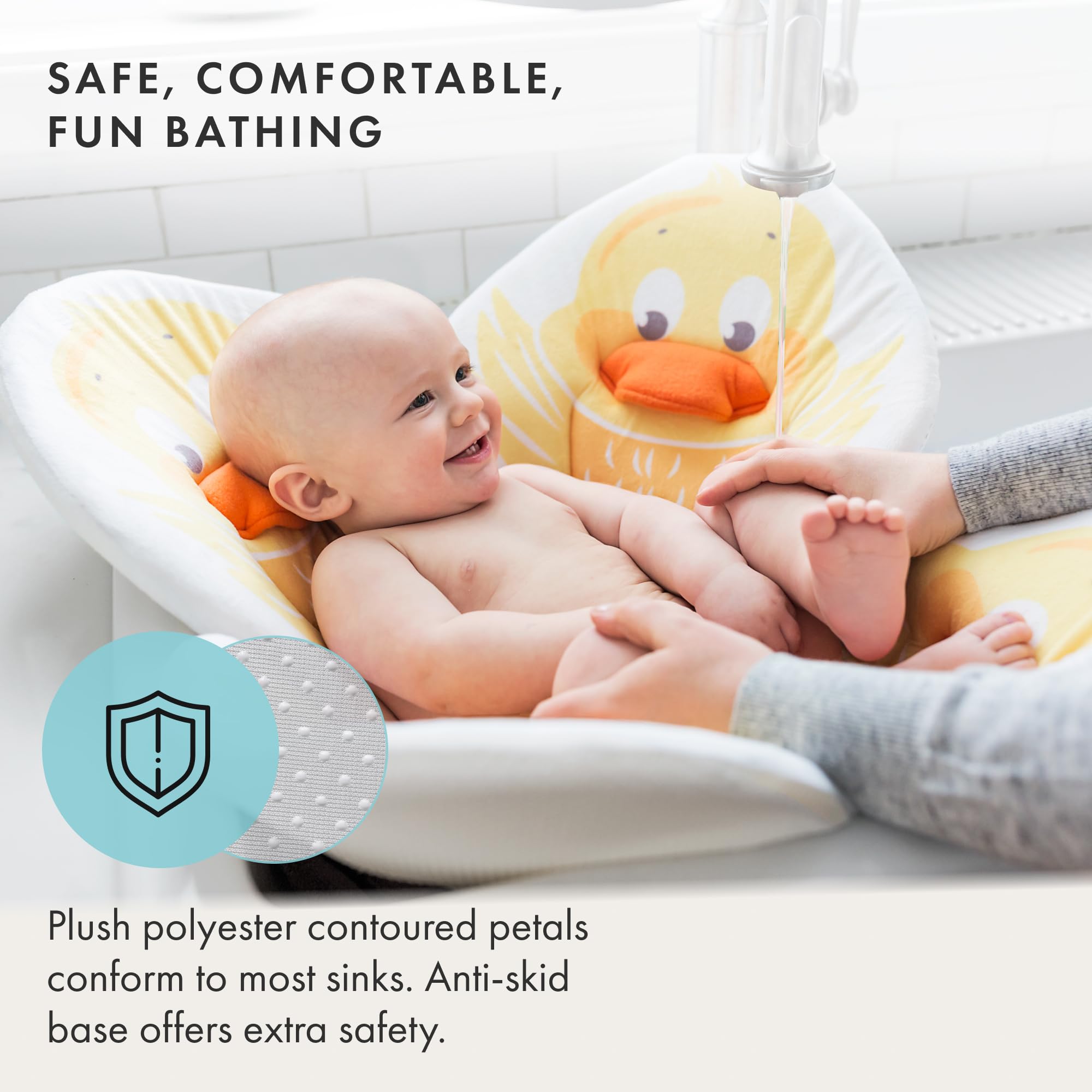 Blooming Bath Baby Bath Seat - Baby Tubs for Newborn Infants to Toddler 0 to 6 Months and Up - Baby Essentials Must Haves - The Original Washer-Safe Flower Seat (Pond Pal Duckling)