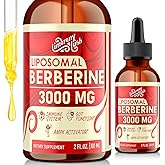 Liposomal Berberine Supplement - 3000mg Berberine Complex Activating AMPK & GLP-1, Berberine HCL Liquid Drop with Ceylon Cinnamon, Green Tea, Bitter Melon, Turmeric and Prebiotic Blend for Women & Men