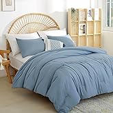 Weigelia Boho Dusty Blue 3PCS Microfiber Bed Comforter Set for All Seasons - Soft, Lightweight Comforter and Pillowcases