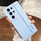MOWIME Compatible with Samsung Galaxy S25 Ultra Case with Strap Wrist, Cheetah Print Shockproof Soft TPU Protective Cover for Women Girls, Anti Scratch Case for Galaxy S25 Ultra 6.9 Inch, Blue