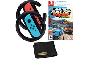 PremGear Racing Steering Wheel Controllers, Driving Grips for Joy-Con (2 pack) + Table Top Racing: Nitro Edition for Nintendo Switch + Cleaning Cloth
