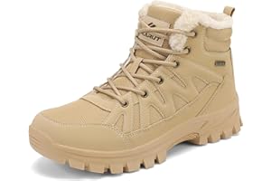 FLARUT Mens Snow Boots Insulated Fur Liner Winter Warm Hiking Shoes Walking Sneaker