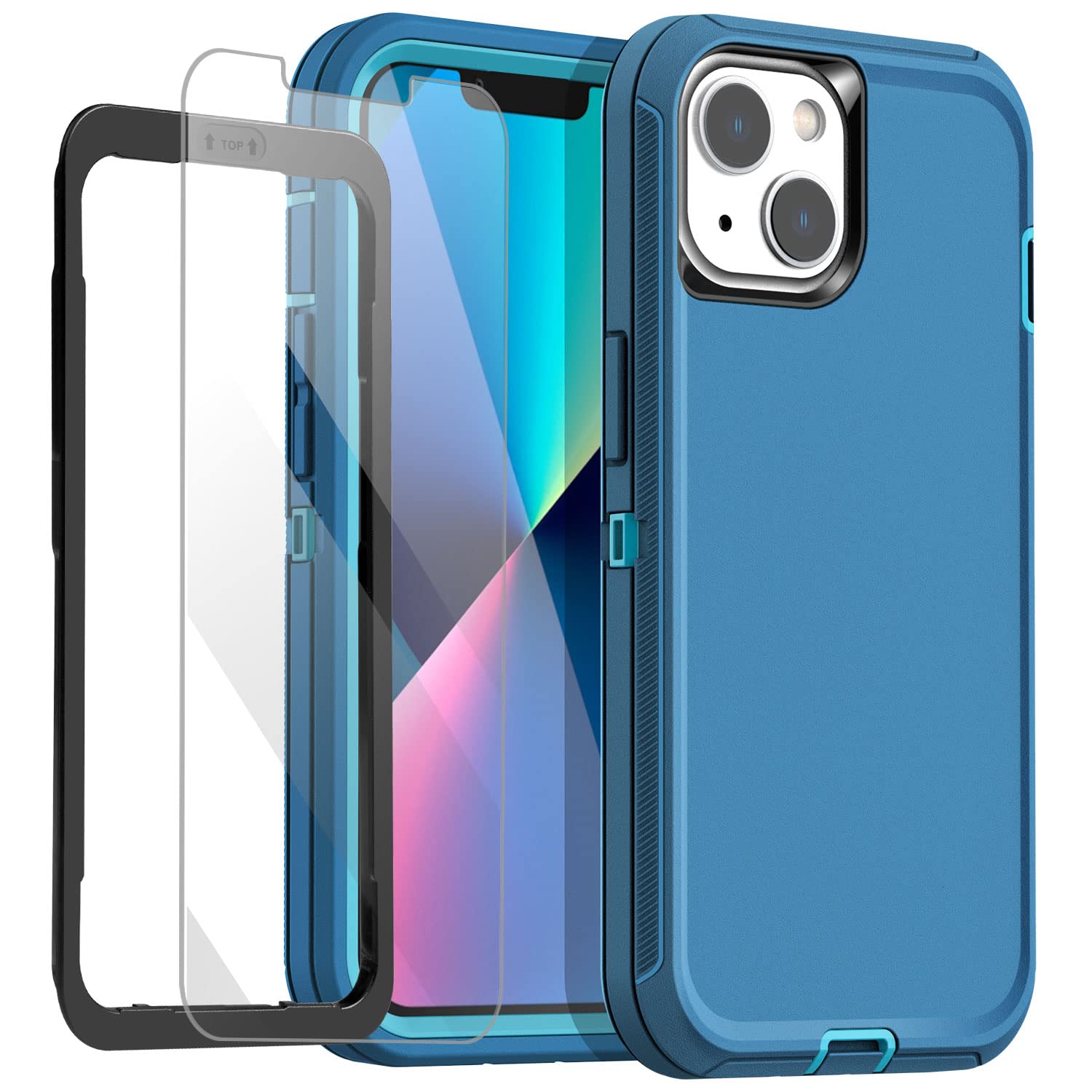 Photo 1 of AICase for iPhone 13 Mini Case(5.4") with Glass Screen Protector, Heavy Duty Drop Protection Full Body Rugged Shockproof/Dust Proof Military Protective Tough Durable for iPhone 13 Mini 5.4"_7