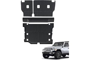 CARESA Cargo Liner and Seat Back Covers for 2021-2024 Jeep Wrangler 4XE Accessories, All-Weather TPE Protection fit Wrangler 4XE Without Factory Subwoofer