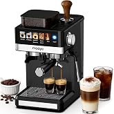 Mooye Espresso Machine with Grinder,20Bar Compact Espresso Maker with Steam Milk Frother,Coffee Maker for Home (black, medium)