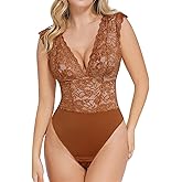 Popilush Lace Body Suits Women - Tank Top Thong Shapewear Tummy Control Going Out Tops Deep V Neck BodySuit