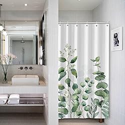 AWERT Small Half Size Stall Shower Curtain with 6