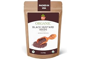 SPICY ORGANIC Black Mustard Seeds Whole by SpicyOrganic– 4oz Rai Sarson, Organic Mustard Seeds Non-GMO, Gluten Free, Bold Flavor for Cooking, Pickling, BBQ Rubs & Ayurvedic Use