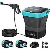 750PSI Portable Pressure Washer Cordless, 4.5Gal Tank, 4 Adjustable Pressure Electric Power Washer with 2x5.0Ah Battery & Quick Charger, 5-in-1 Nozzle, 10FT Hose, Power Cleaning for Car Washing, Patio