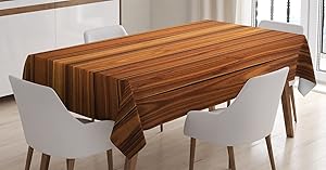 Ambesonne Rustic Tablecloth, Vertical Wooden Planks Image Cottage Cabin Life in Countryside Theme, Rectangular Table Cover for Dining Room Kitchen Decor, 60" X 90", Caramel Orange