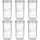 Tebery 6 Pack Glass Mason Jars with Airtight Lids and Bands, 24-Ounce Regular Mouth Canning Glass Jars for Fermenting, Pickli