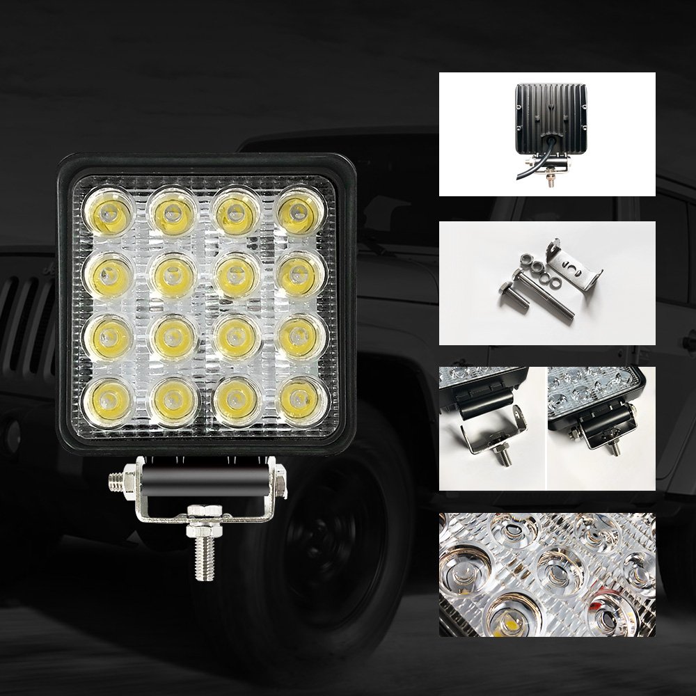 1PC 48W Led Fog Light Bar 4.3Inch Outdoor Led Light Bar 3600LM Off Road Light Bar 6500K Night Driving Lights Spot Light Bar for 4×4 SUV,UTV,Jeep,Cabin,Boat,Ship,ATV,Deck,Mining(18 monthes Warranty)