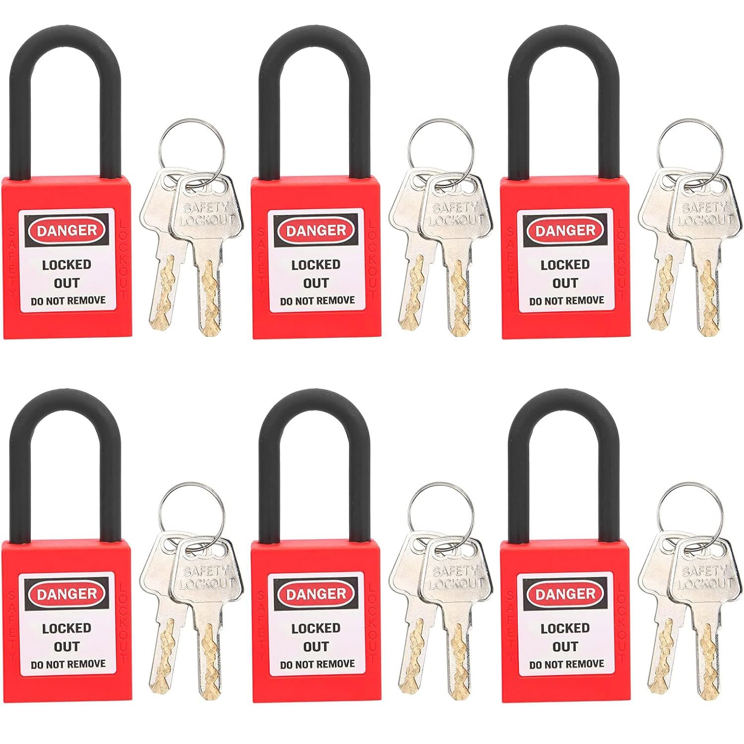 6 Sets Lockout Lock, Lockout Tagout Lock Kit for Electricians with 2 Keys Per Lock,Engineering Safty Nylon Lock Security Padlock for Electrical Lock Off Kit