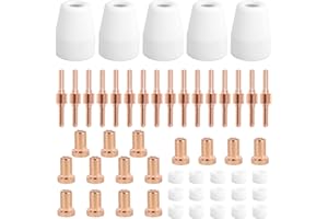 50Pcs Plasma Cutter Consumables Set for PT-31, Plasma Cutter Machine Consumables, Plasma Cutter Accessories for CUT-45 CUT-50