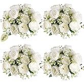 ASTRYAS 8 Packs Peonies Artificial Flowers, White Artificial Peonies, Silk Peonies Flowers Fake Peonies Artificial Flowers Peonies Bouquet for Centerpiece Table Wedding Party Home Decor
