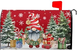 Harooni Christmas Winter Gnomes Mailbox Covers Standard Size 18"" X 21"" Xmas Trees Mailbox Cover Wraps Merry Christmas Mailbox Cover Magnetic Letter Post Box Cover for Home Garden Yard Decor