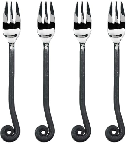 Gourmet Settings Twist & Shout 8 1/4" Dinner Fork - Set Of Four, Blackened Finish