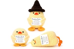 Megele 3 PCS Positive Crochet Duck Stuff, Cute Emotional Support Duck Gifts for Women Men, Cheer Up Motivational Encouragement Gifts for Coworkers Friend