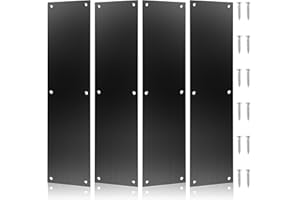 HAIABEI 4Pcs Push Door Plate 15x3.5" Stainless Steel Door Push Plate Door Kick Plate,Brushed Doorplate Door Proection Metal Plate with 12 Screws for Door Interior Exterior Accessories(Black)