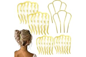 SUPGOODOM 6 PCS Metal Hair Side Combs Pins Fork Clip Teeth Stick for Updo Bun, U Shape Hair Accessories for Vintage Hairstyle, Gold for Thick Hair