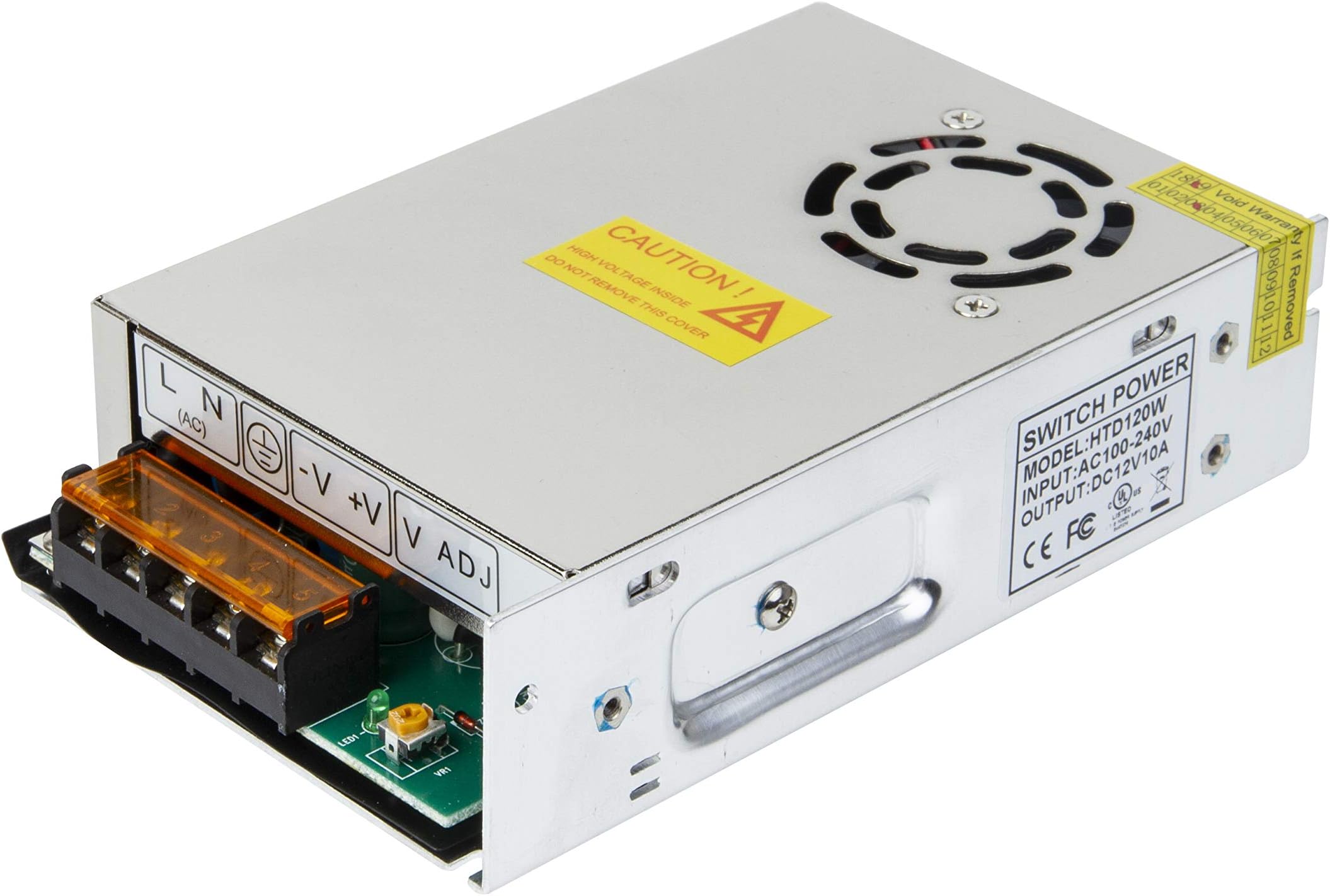 [UL Listed] Lapetus Switching Converter, AC/DC Power Supply Adapter Transformer Driver for LED Strip Lights, AC 100V/240V to DC 12V 10A 120W LED Strip Light Power Supply Switching Mode Converter