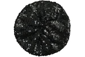 CHUANGLI Sparkly Sequins Beret Hat Glitter Mermaid Cap for Dancing Party Fancy Dress