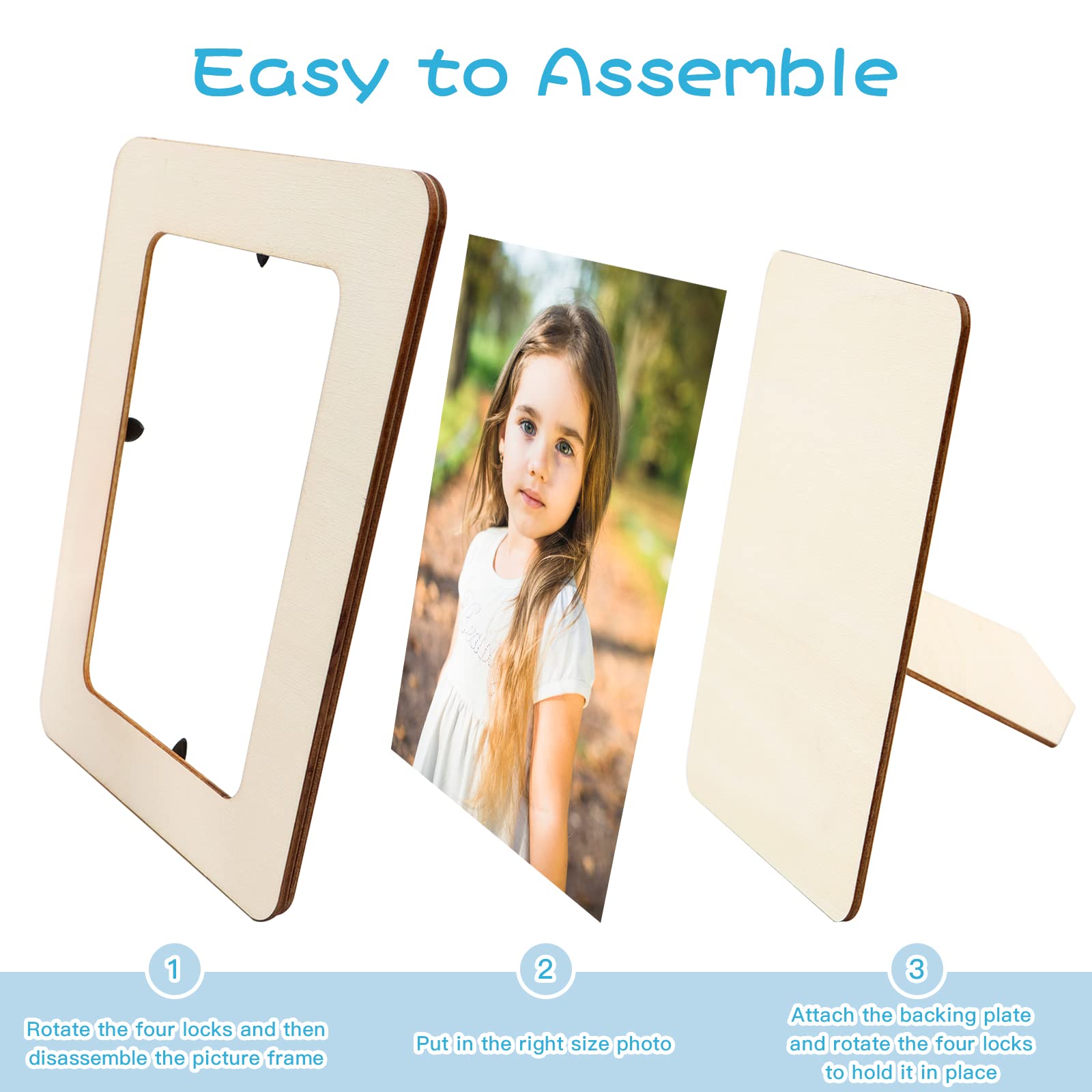 12 Packs Picture Frame Painting Craft Kit, ZYNERY 7.5 x 5.5 inch DIY Unfinished Wooden Photo Frames with Painting Tools Set, Hearts Stars Eva Sticke, Resin Accessories for Kids Craft, Paint