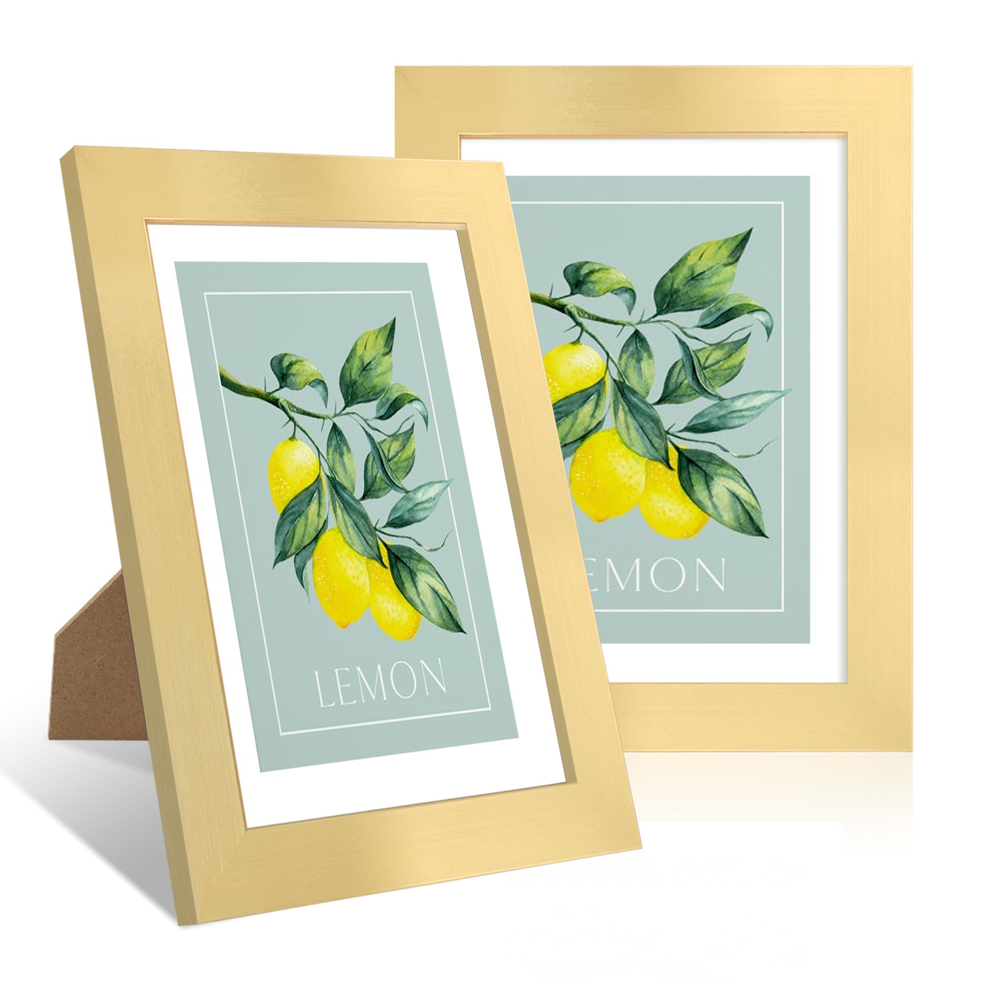 Photo 1 of **MAJOR DAMAGED/check clerk comments**
ccdcc 5x7 Picture Frame Set of 2, 5 x 7 Wood Photo Frames with Mat for 4x6, Wooden Frame with Real Glass Cover for Wall and Tabletop Display,Gold