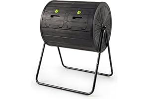 Goplus Compost Tumbler, 37.5 Gallon Large Outdoor Compost Bin w/Dual Chambers, 2 Lockable Doors, Efficient 360° Rotating Batc