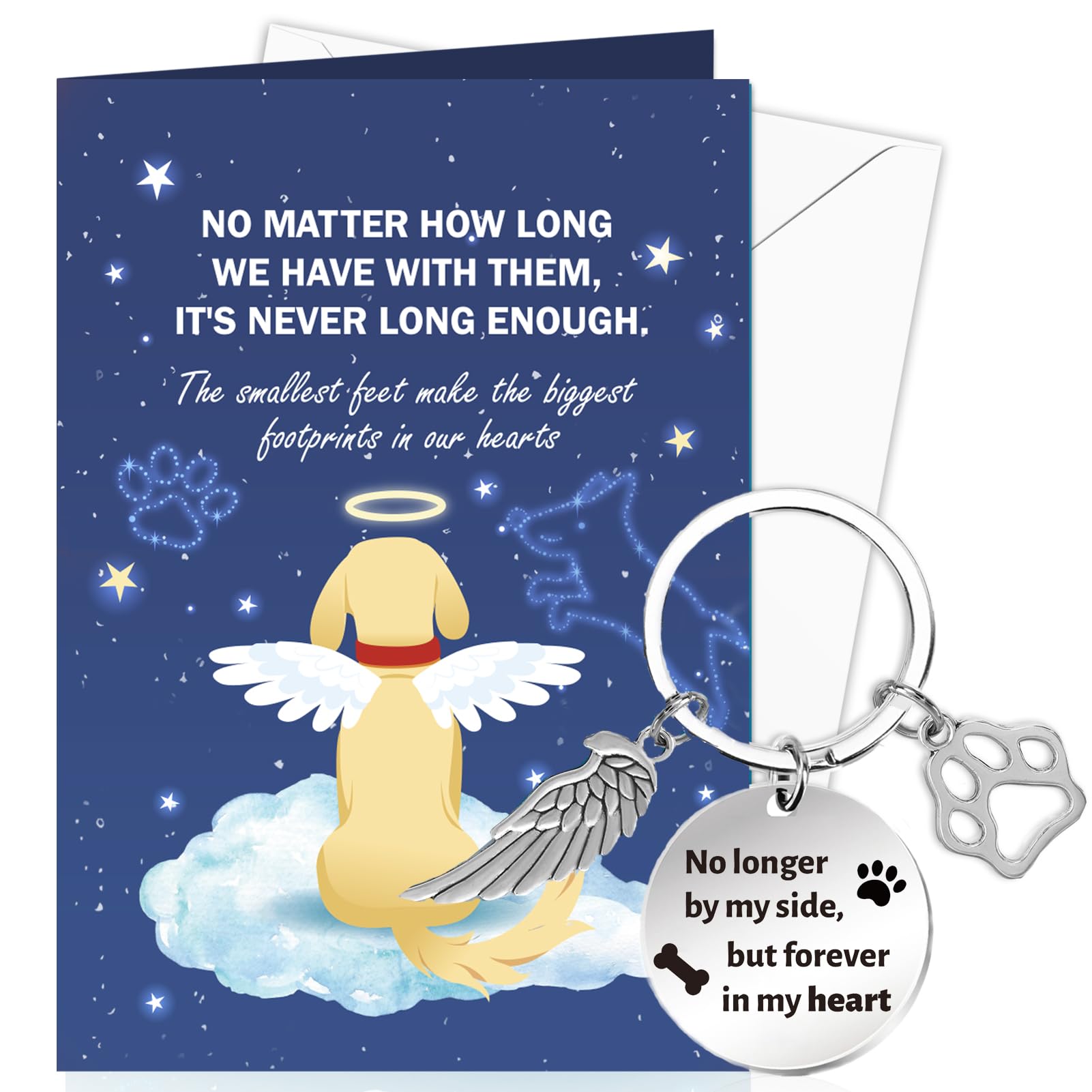 DPKOW Pet Sympathy Card Loss of Dog Memorial Gifts Thinking of You, Sorry for Your Loss Gift Condolences Bereavement Keyring Sympathy Gifts Pet Dog Memorial Greeting Card Keyring Keychain