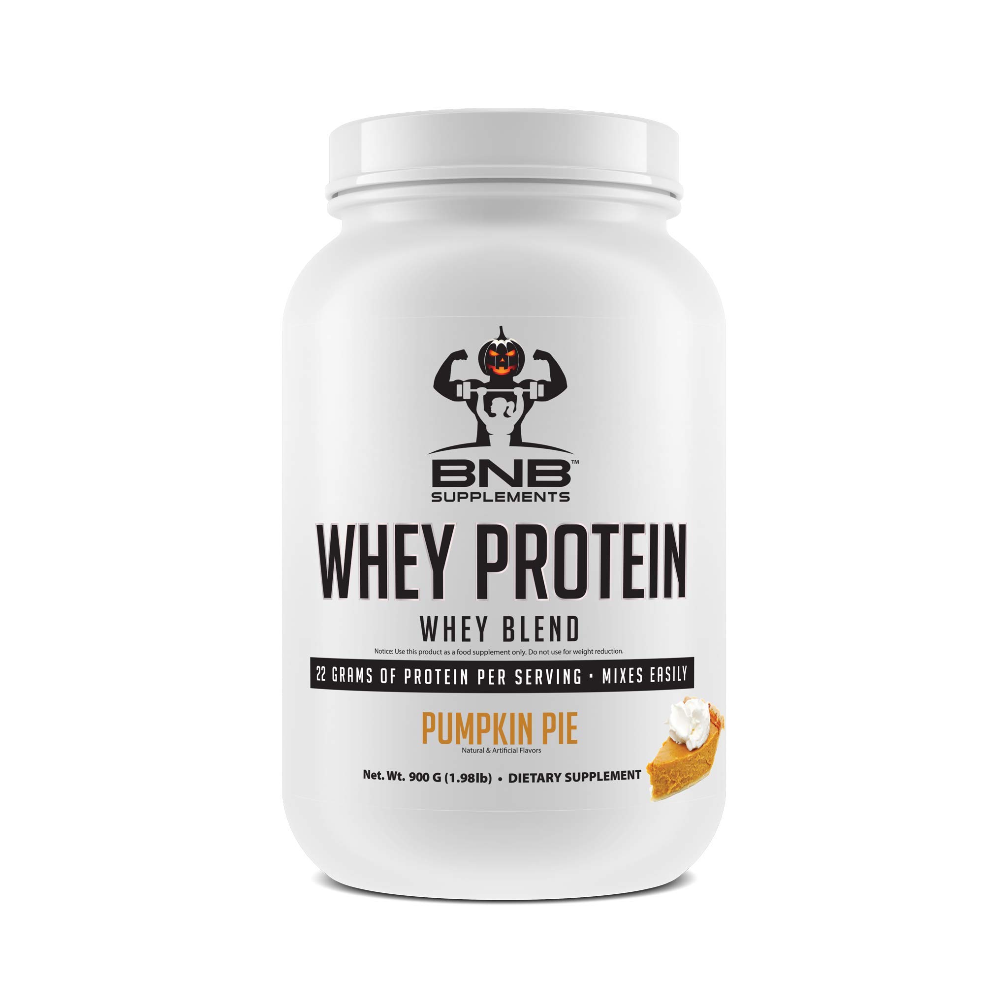 BNB 100% Whey Protein - Pumpkin Pie Flavor - 21g of Protein per Serving - 30 Servings - Mixes Easily - Delicious Protein Recovery Shake - by BNB Supplements