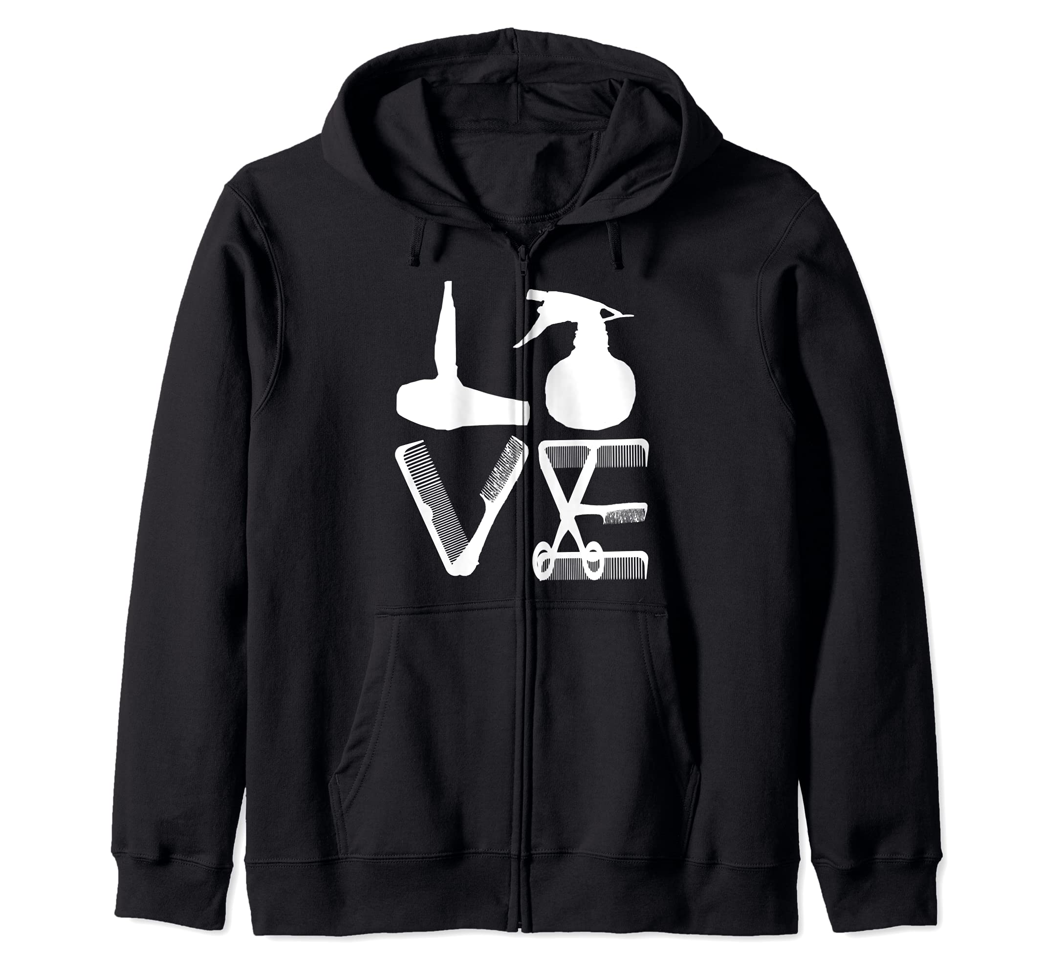 Hairdresser Love Hairdryer Scissors Barber Hair Brush Zip Hoodie